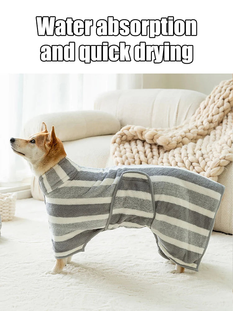 Quick-Dry Dog Bathrobe - Ultra-Absorbent Thick Coral Fleece Pet Towel