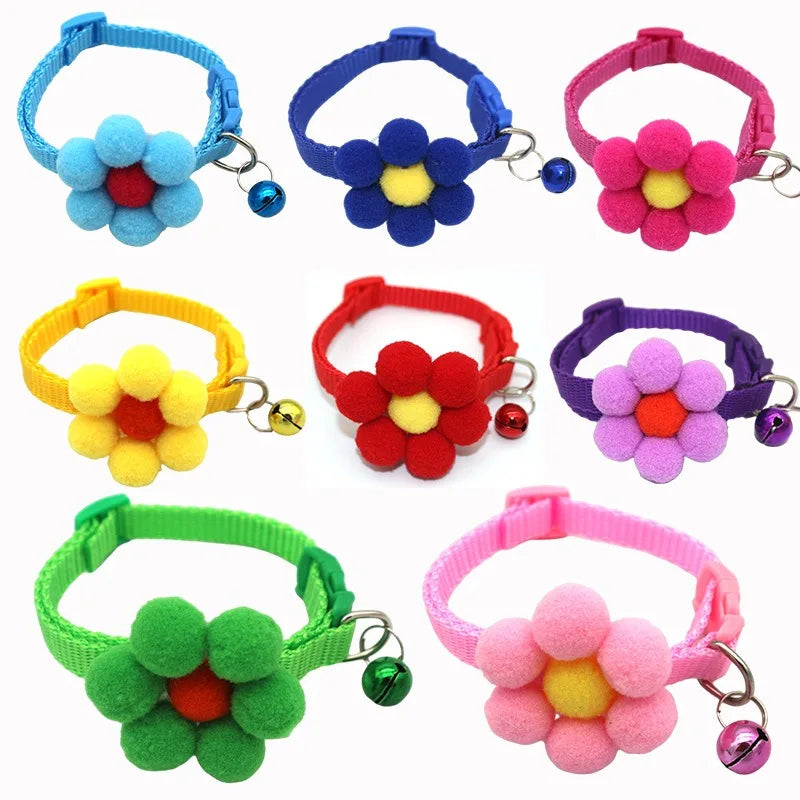 Moonbiffycn Cotton Bowknot Bell Collar for Small Dogs