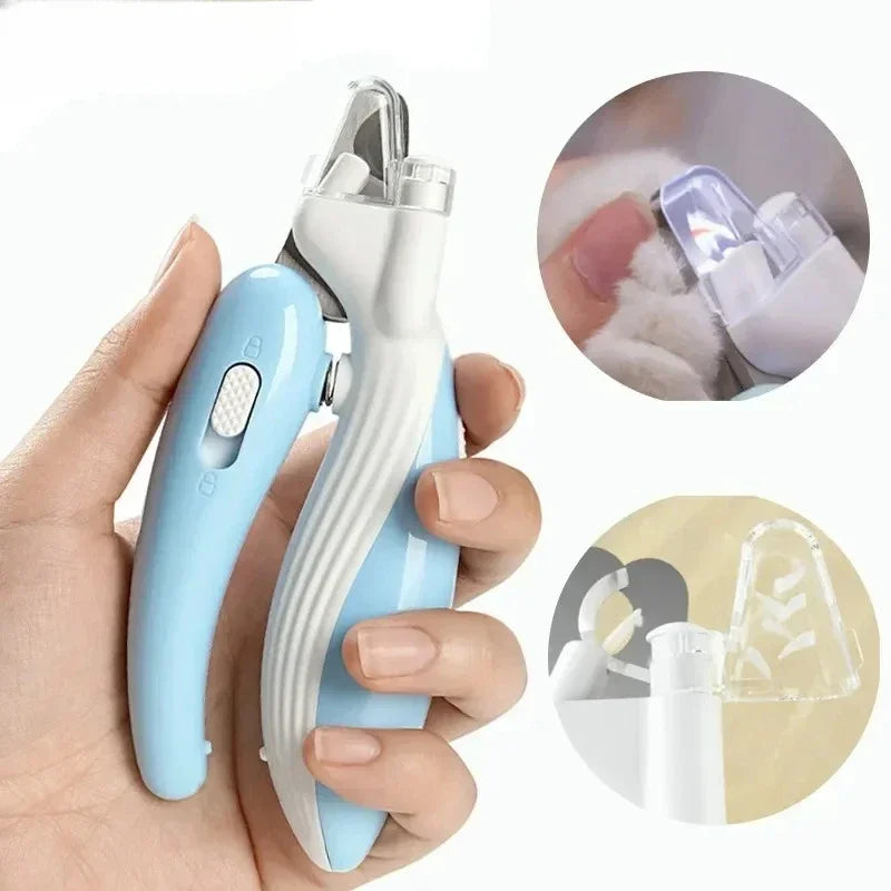 LED Light Dog Nail Clippers - Safe Stainless Steel Paw Trimmer for Dogs