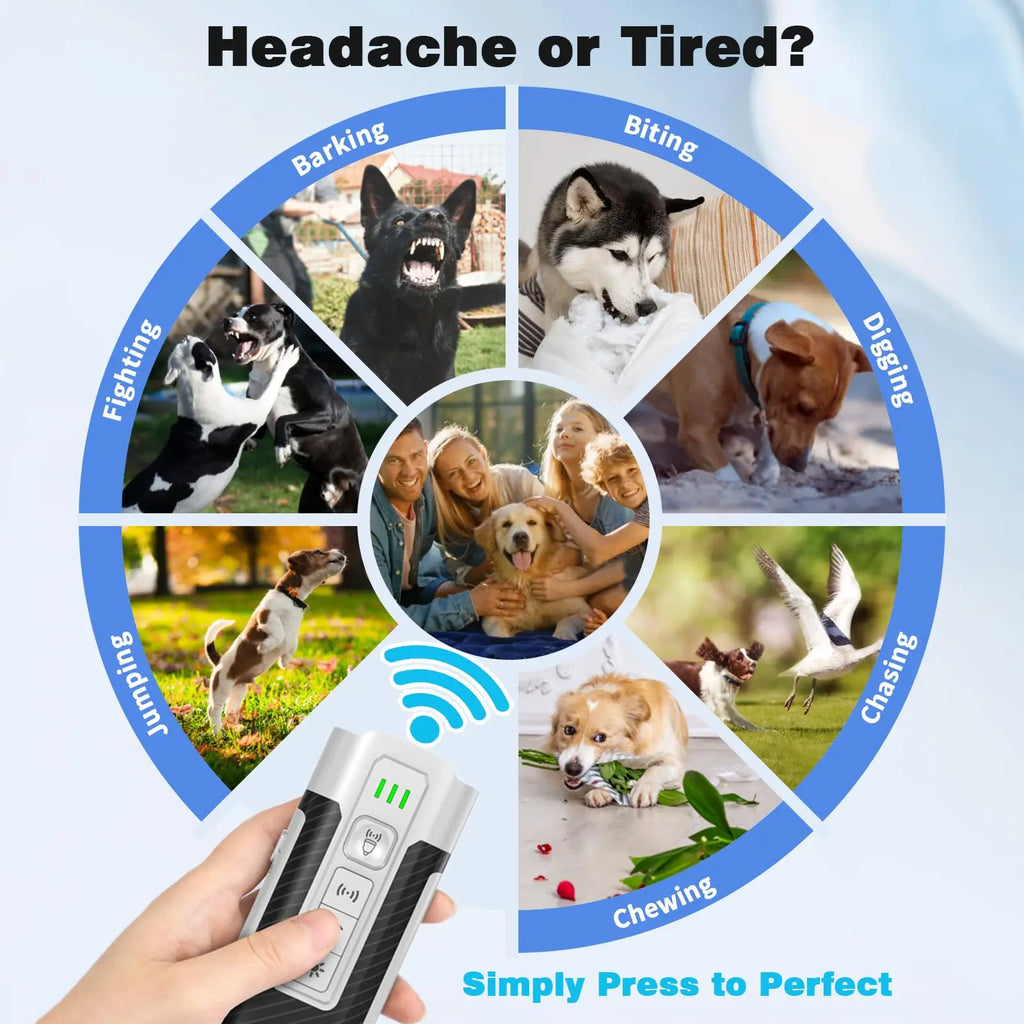 Ultrasonic Dog Bark Deterrent – Rechargeable Training & Behavior Aid