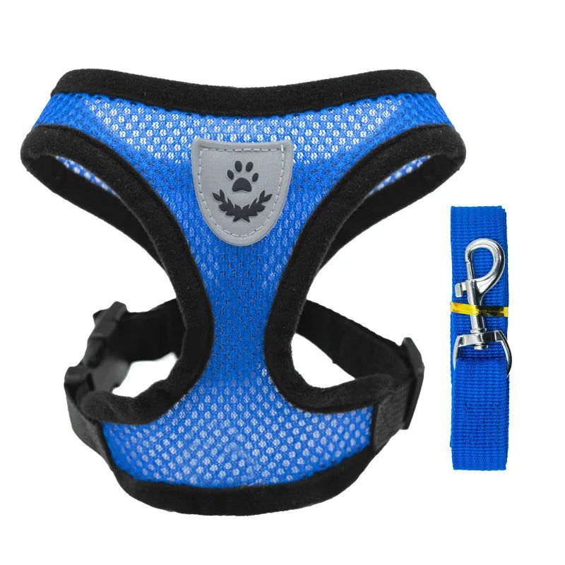 Small Dog Harness & Leash Set – Breathable Mesh Vest