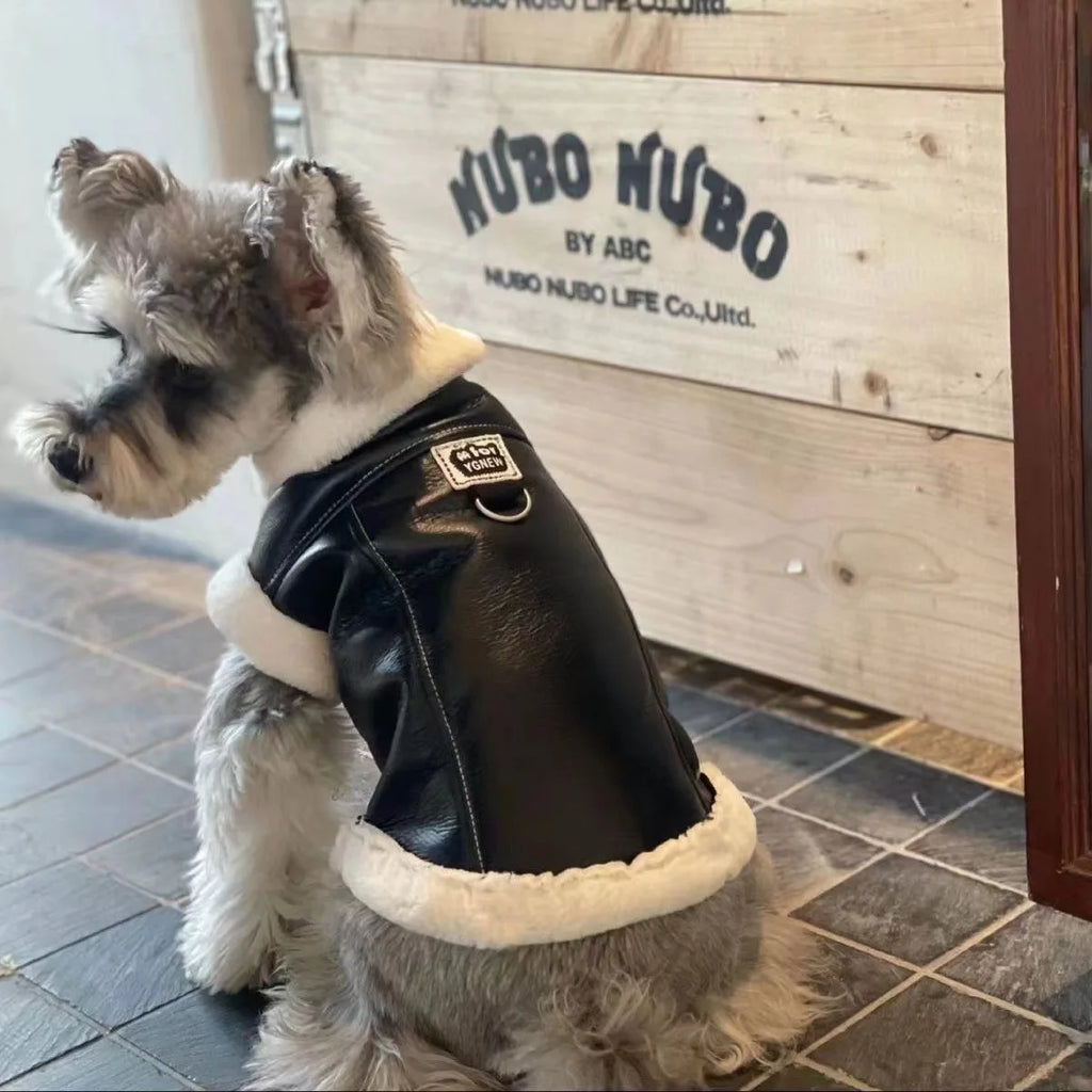 Velvet Dog Vest Coat – Fleece Lined Sleeveless Winter Jacket Black