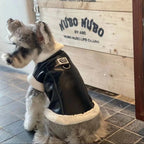 Velvet Dog Vest Coat – Fleece Lined Sleeveless Winter Jacket Black