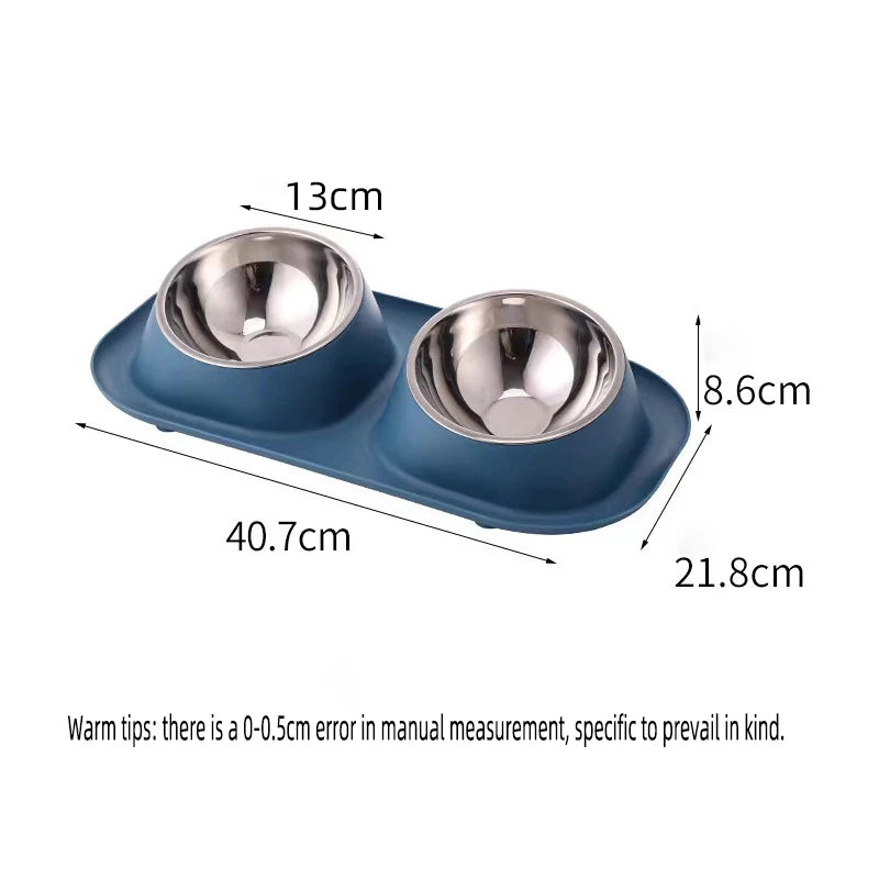 15° Tilted Double Dog Bowl – Stainless Steel Neck Protection Feeder