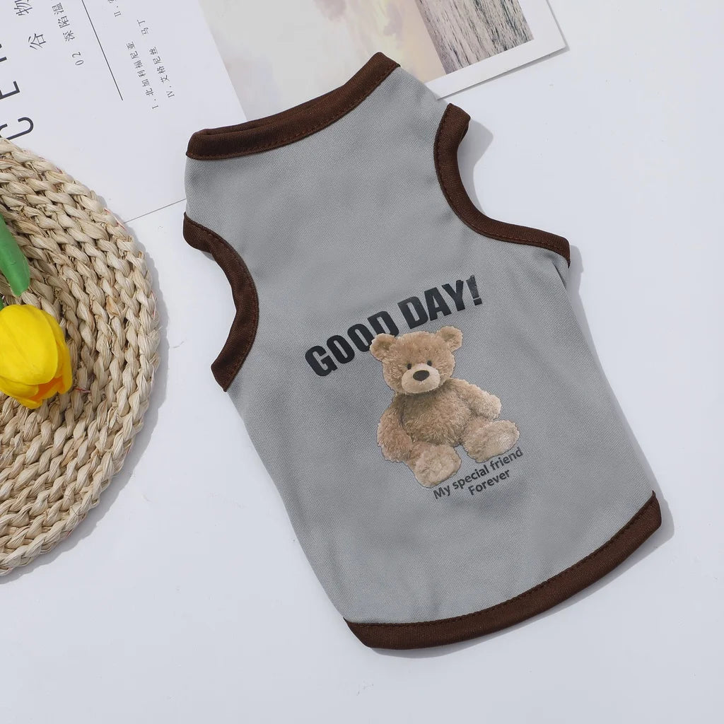 Cartoon Bear Dog Costume T-Shirt – Cute Polyester Vest Outfit