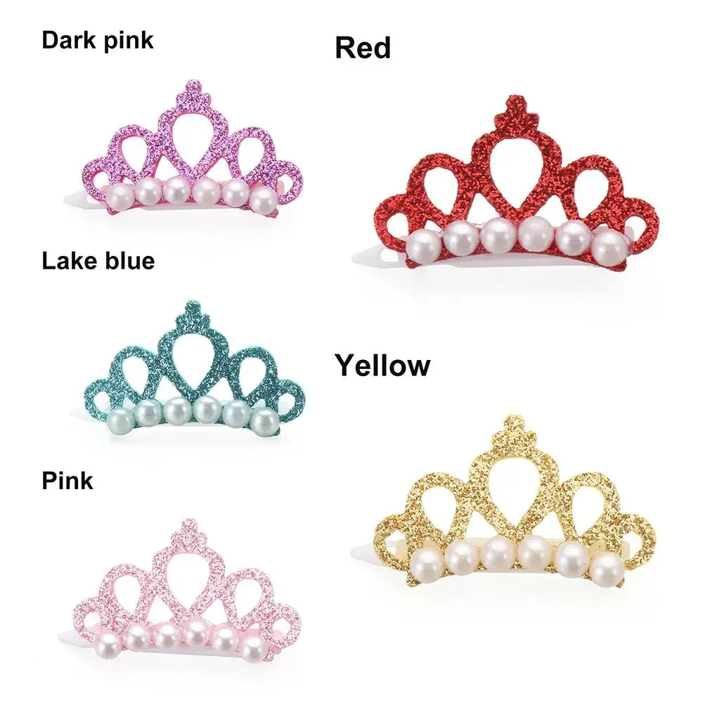Small Dog Hair Clip Bow Faux Pearl Crown – 1 Pc Cute Pet Accessory