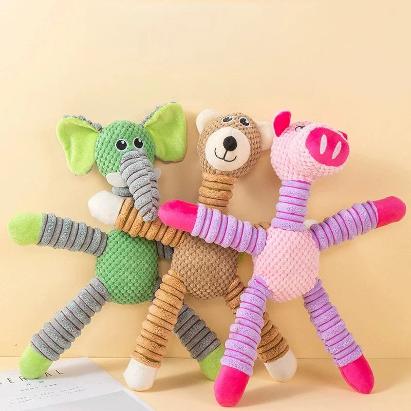 Spiral Plush Dog Toys Set for Small & Medium Dogs