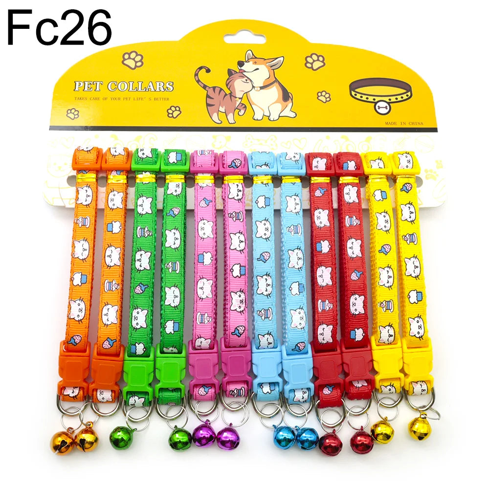 Multicolor Dog Collars with Bell 12 Pack – Adjustable ID Safe