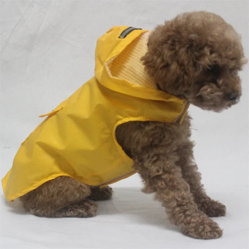 Waterproof Dog Raincoat Hoodie – Reflective Stripe Rain Jacket