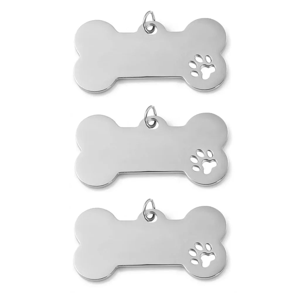 Paw Print & Bone Charm Pendants – Stainless Steel DIY Set (5 Pcs Gold)