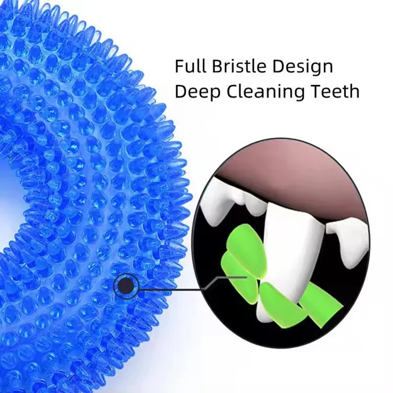 Squeaky Thorn Ring Dog Toy – TPR Rubber Dental Chew for Puppies & Teeth Cleaning