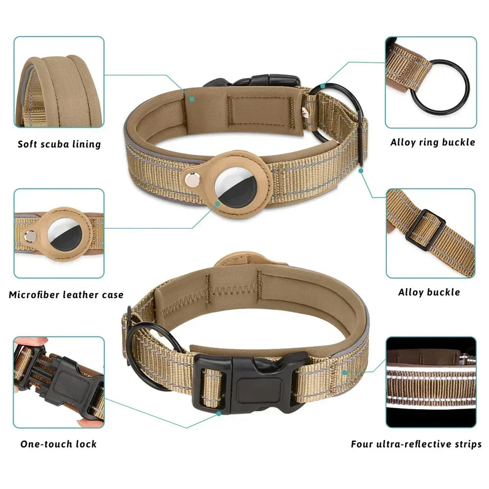 Dog Airtag Collar – Reflective Anti-Lost Tracker Collar