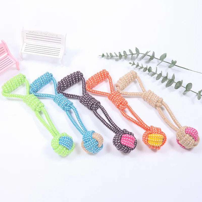 Cotton Rope Ball Toy - Interactive Toothbrush for Dogs of All Sizes