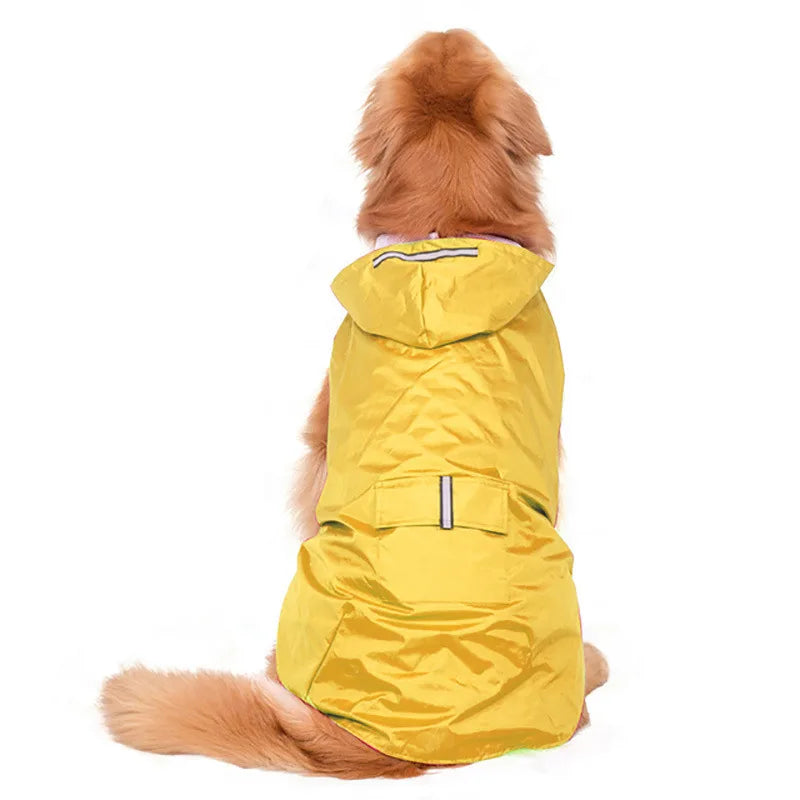 Waterproof Dog Raincoat Hoodie – Reflective Stripe Rain Jacket
