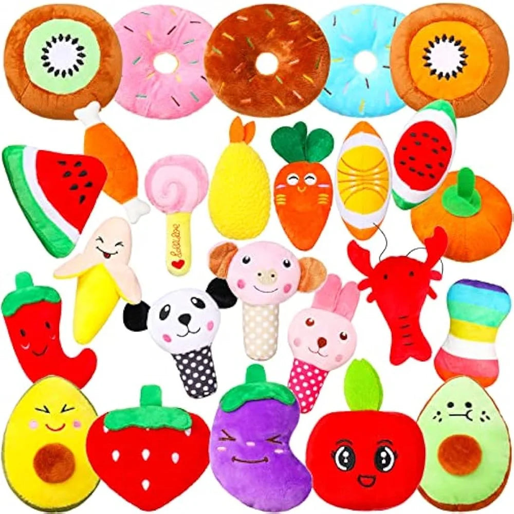 Dog Squeaky Plush Toys 50-Pack – Soft Toys for Small & Medium Dogs