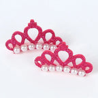 Small Dog Hair Clip Bow Faux Pearl Crown – 1 Pc Cute Pet Accessory