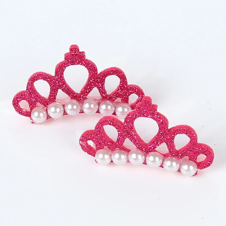 Small Dog Hair Clip Bow Faux Pearl Crown – 1 Pc Cute Pet Accessory