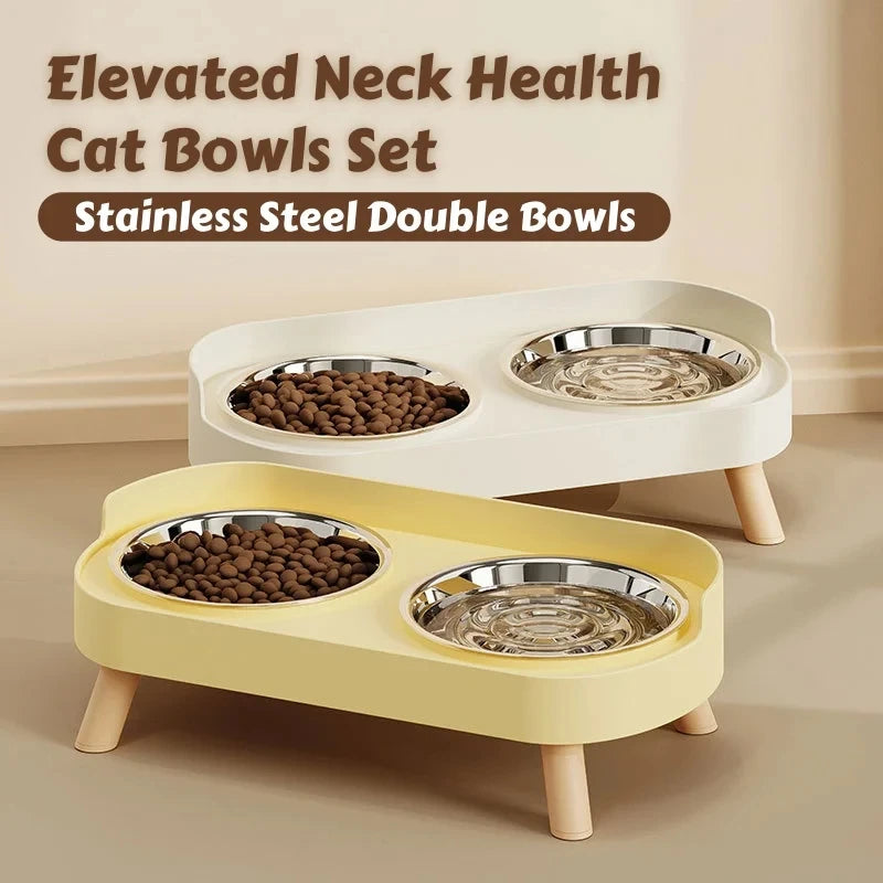 Elevated Double Dog Bowl – Stylish Neck Support Feeder