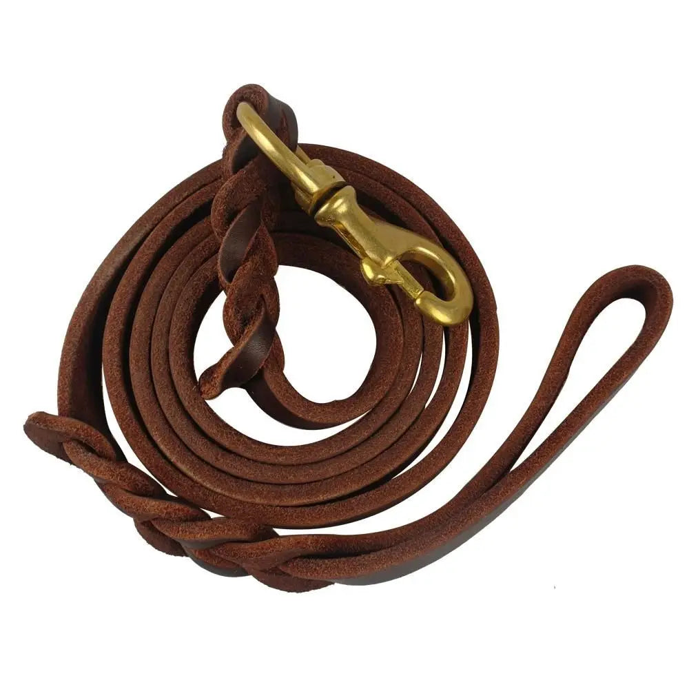 Dog Leather Leash – Braided Copper Hook
