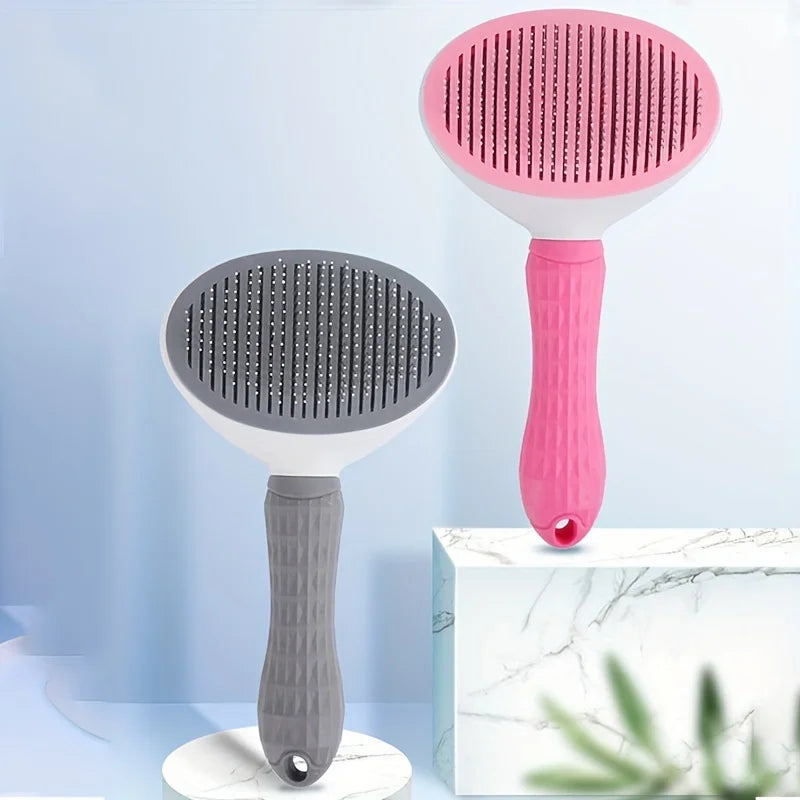 One-Click Pet Hair Removal Comb for Dogs – Automatic Slicker Brush