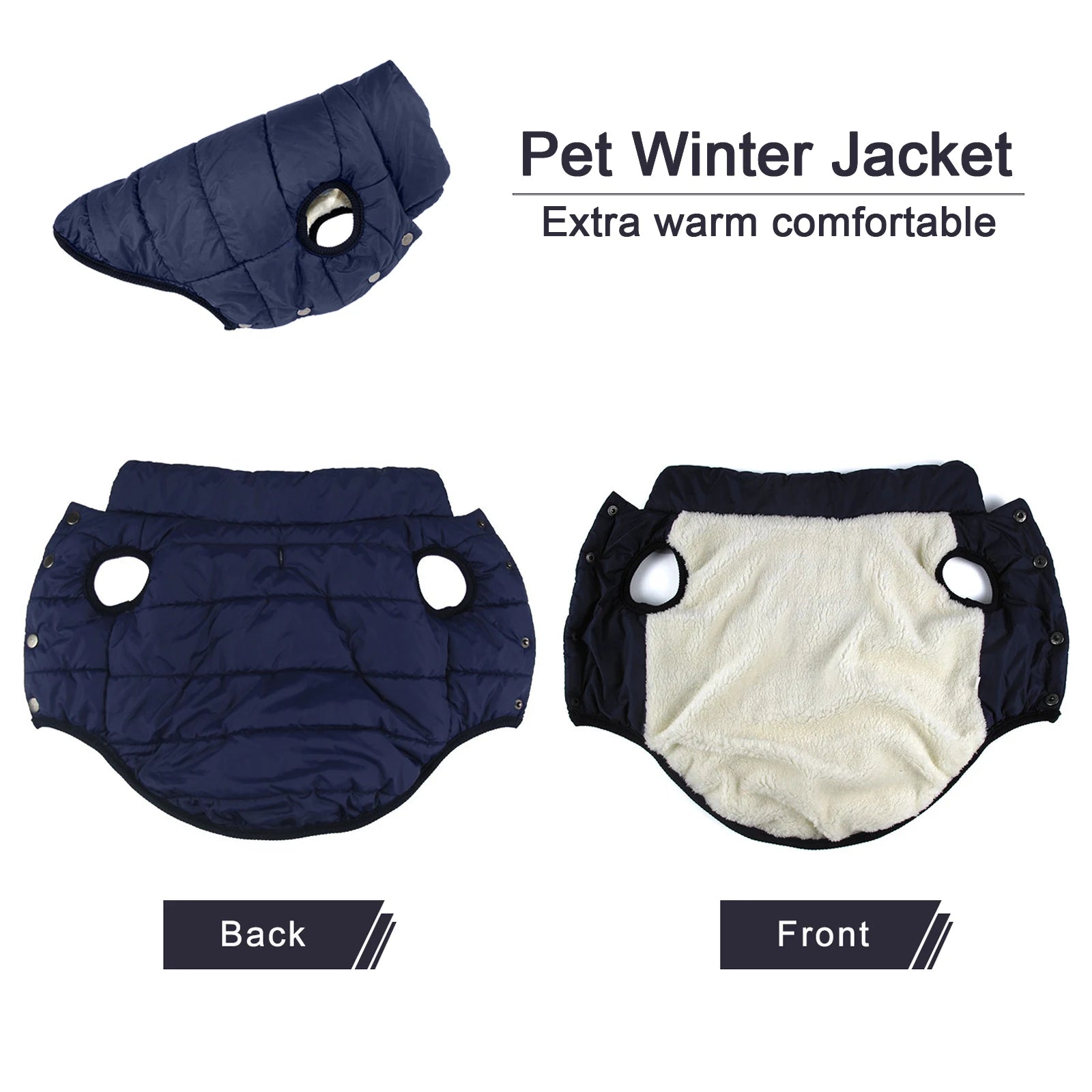 Winter Dog Coat Jacket – Warm Fleece Lined Polyester Vest