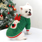 Nonecn Winter Dog Hoodie | Green Elk Print | XS Small Dogs