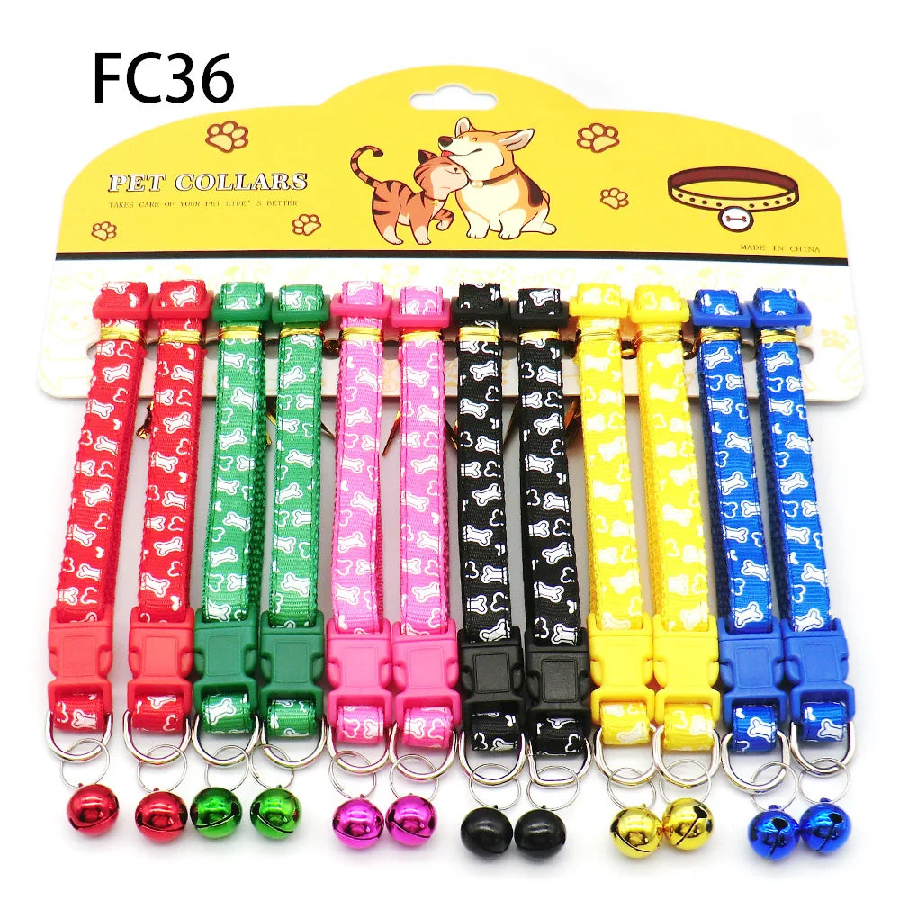Multicolor Dog Collars with Bell 12 Pack – Adjustable ID Safe