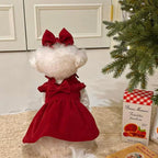 Winter Corduroy Dog Dress Set – Red Bow Outfit XS-XXL