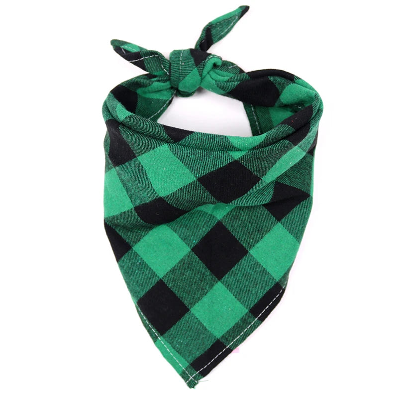 Large Plaid Dog Bandana Scarf – Soft Washable Cotton Red