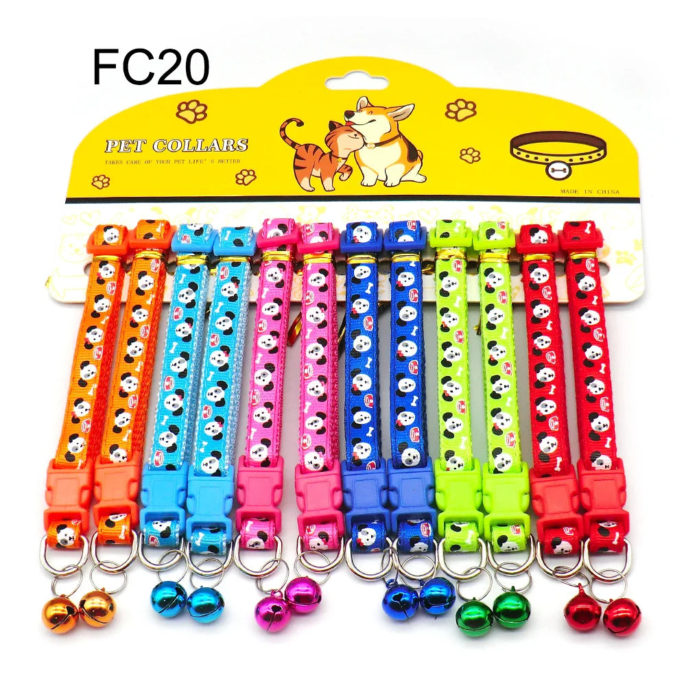 Multicolor Dog Collars with Bell 12 Pack – Adjustable ID Safe