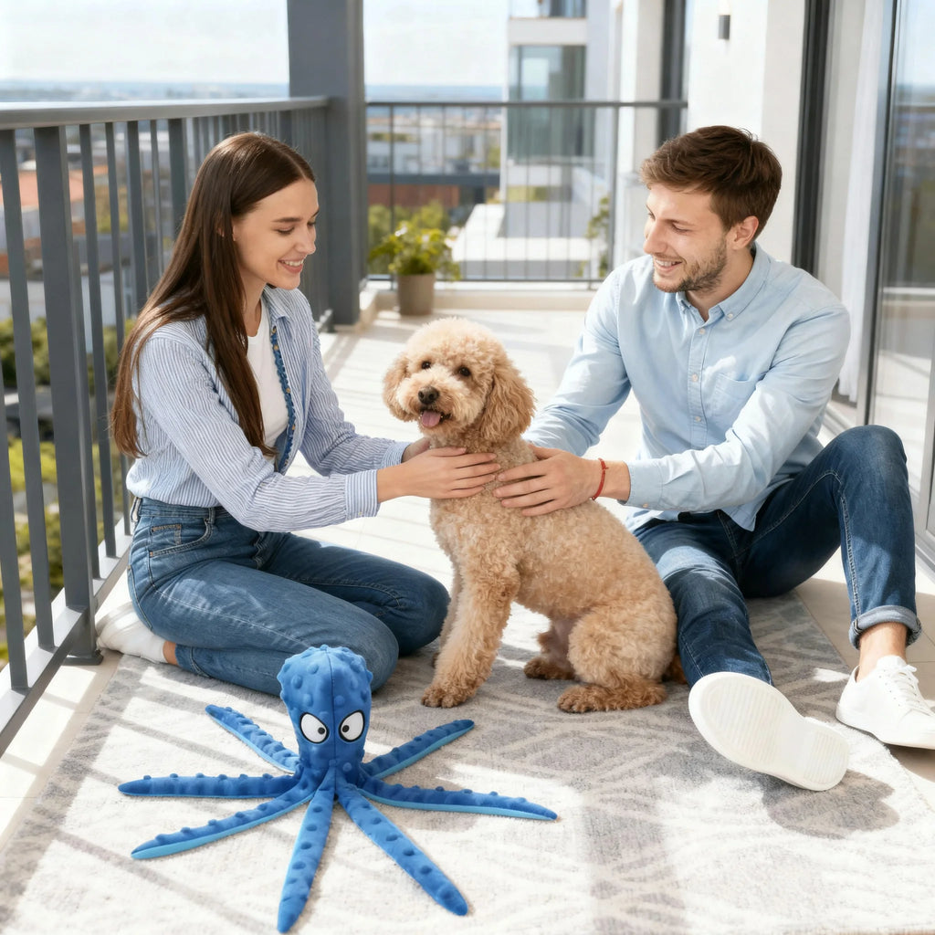 Octopus No Stuffing Dog Toy – Squeaky Crinkle Plush