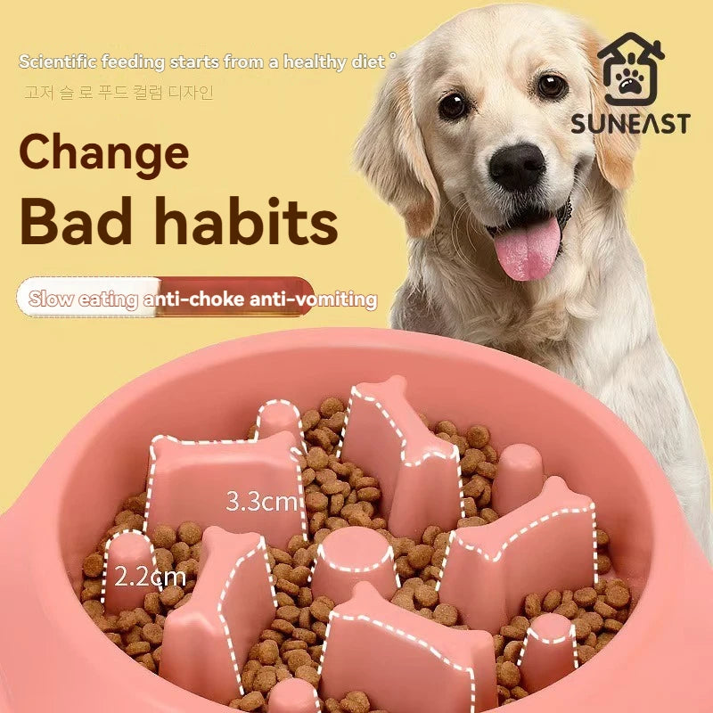 Bone-Pattern Slow Feeder Dog Bowl – Anti-Choke Healthy Eating Dish