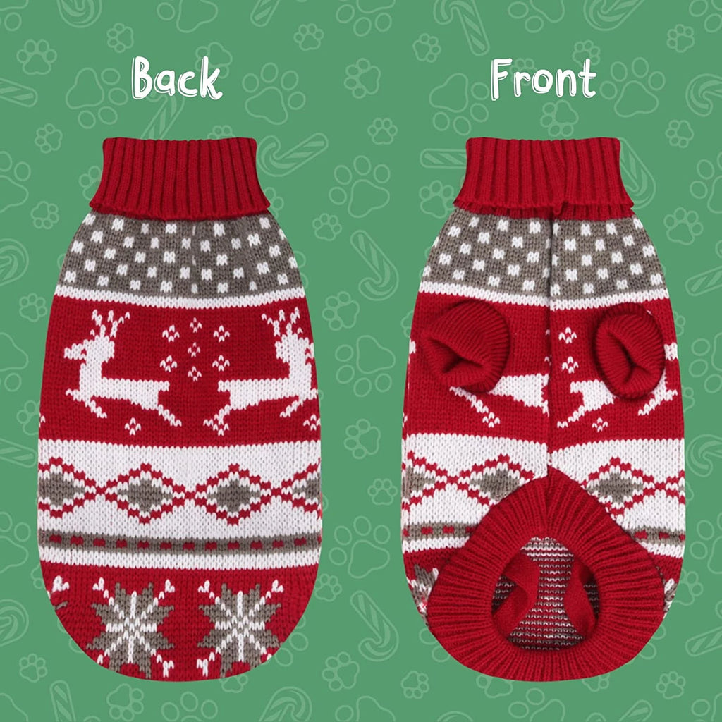 Christmas Dog Sweater – Red Wool Knit Holiday Pullover