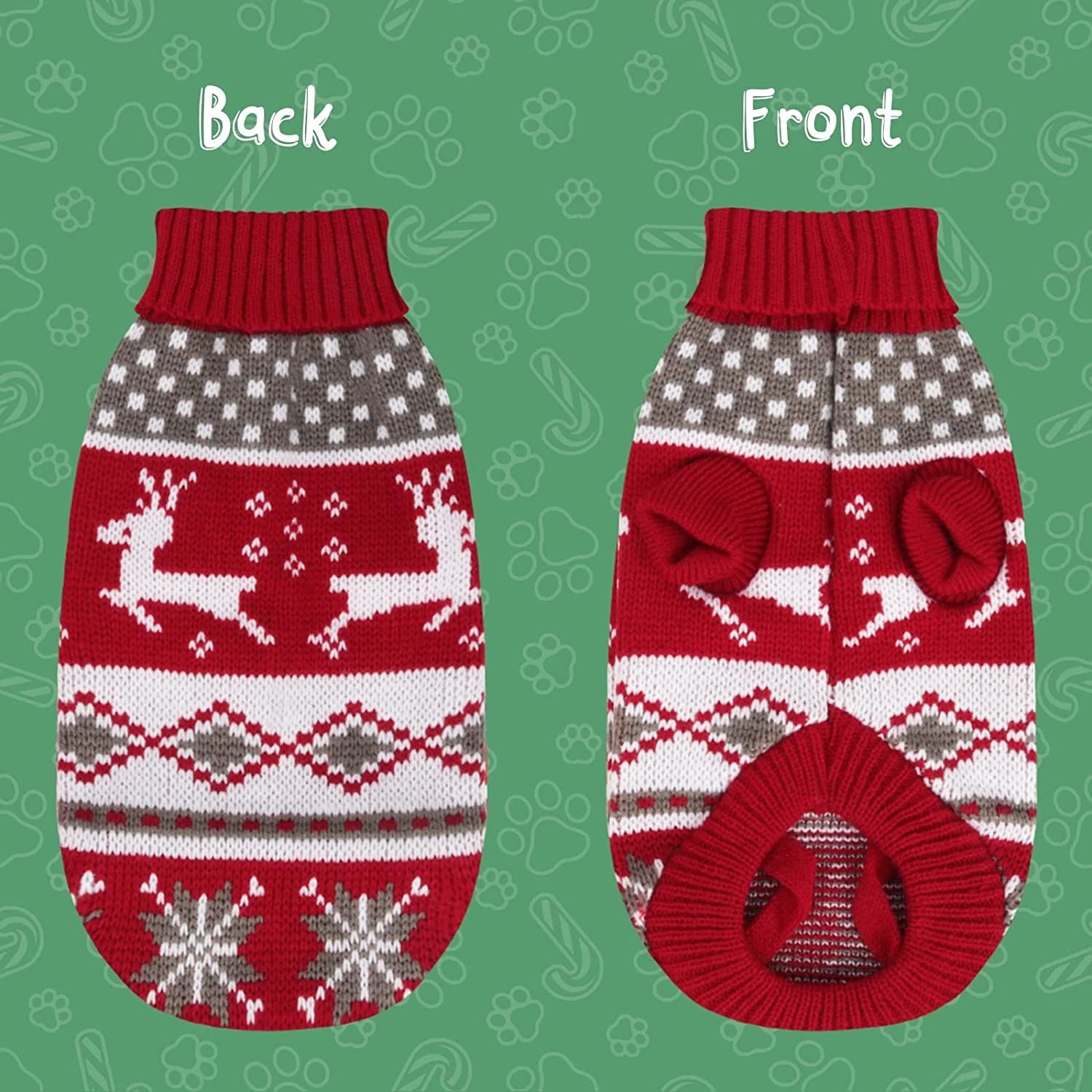 Christmas Dog Sweater – Red Wool Knit Holiday Pullover