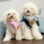 Korean Style Knitted Dog Scarf – Winter Warm Bow, One Size