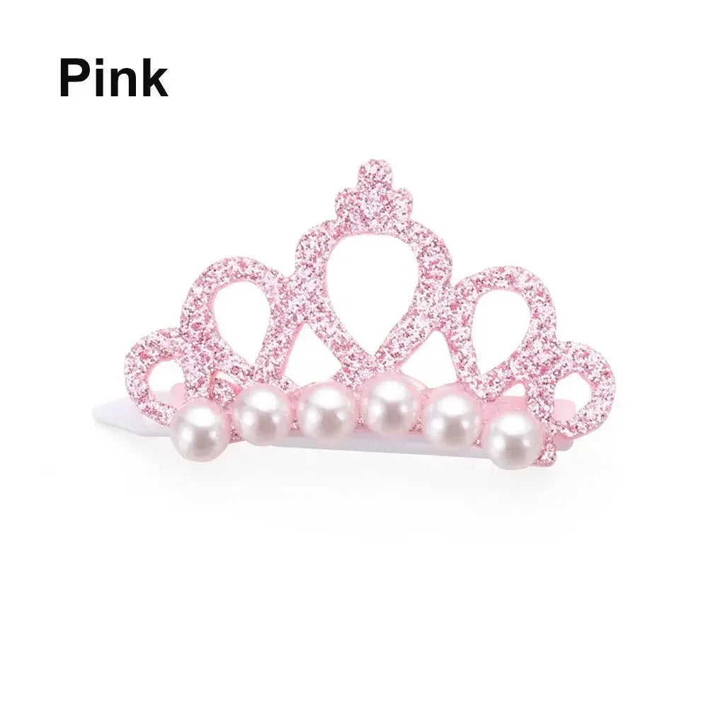 Small Dog Hair Clip Bow Faux Pearl Crown – 1 Pc Cute Pet Accessory