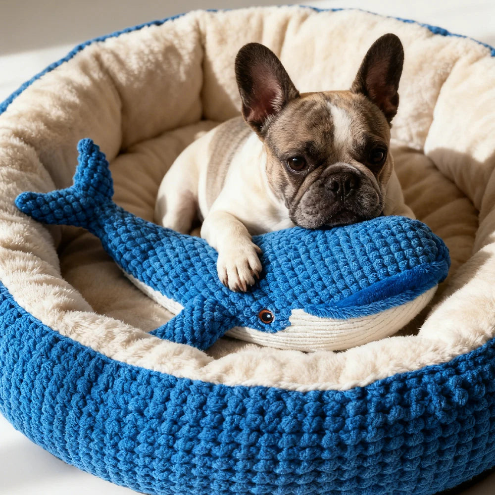 Whale Plush Dog Toy – Interactive Sound for All Sizes