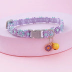 Colorful Lace Flower Dog Collar with Bell – Adjustable 20–30cm