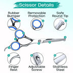 Professional 5-Piece Dog Grooming Scissors Set - Safety Round Tip Stainless Steel Kit