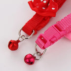 Fashionable Pet Collar With Bow Tie & Bell – Adjustable Nylon for Small Dogs