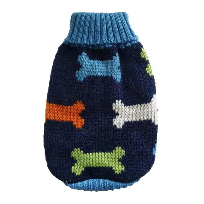 Warm Knitted Dog Sweater Coat – Colorful Winter Pullover