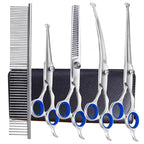 Professional 5-Piece Dog Grooming Scissors Set - Safety Round Tip Stainless Steel Kit