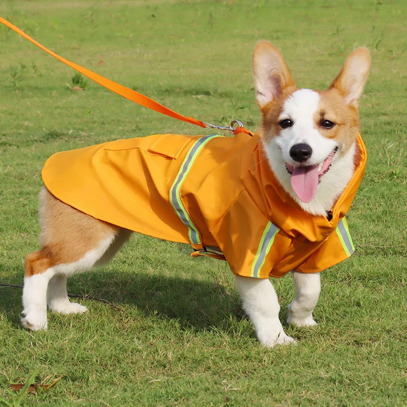 Hooded Dog Raincoat Cloak – Waterproof Reflective Jacket