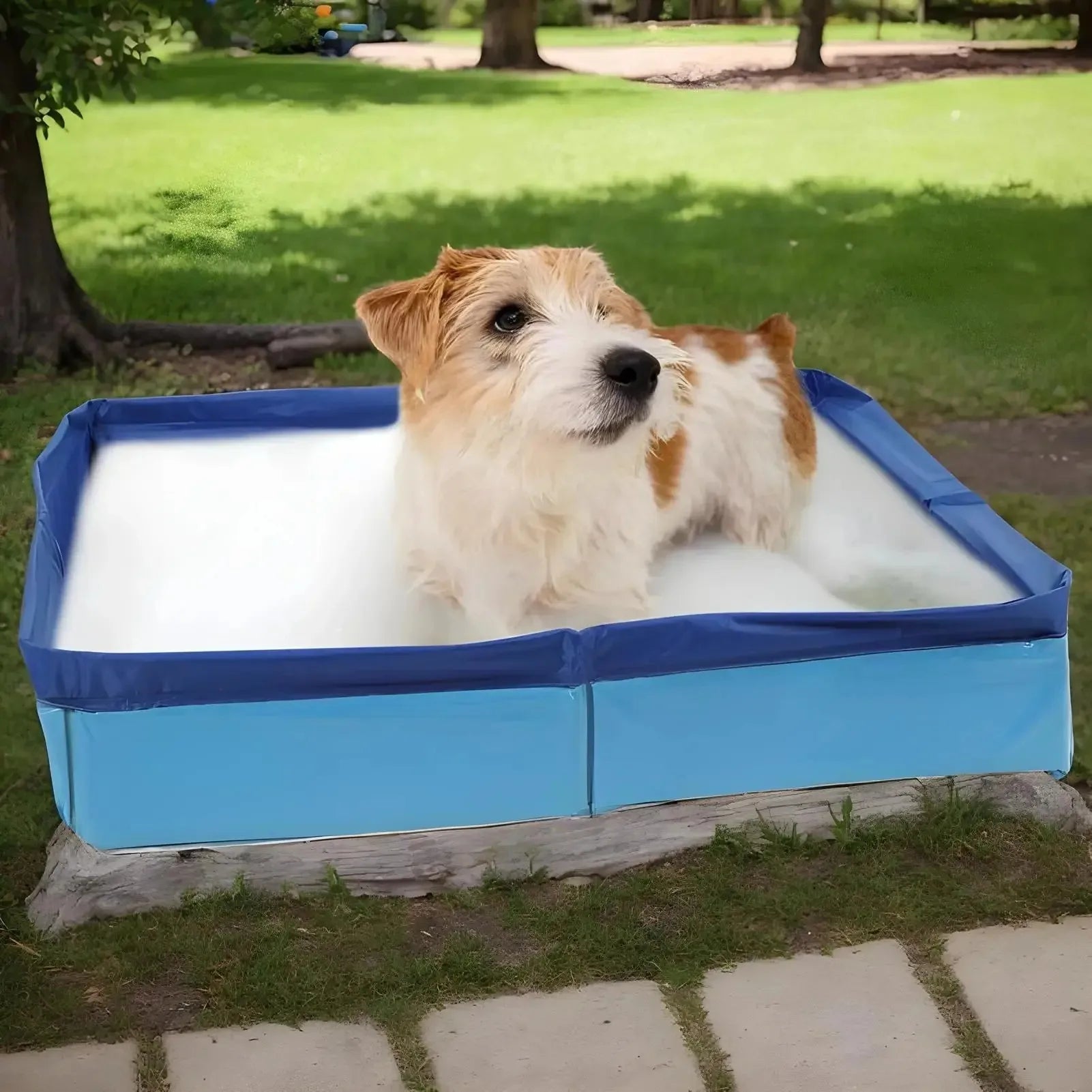 Dog Pool PVC Folding Swimming Pool – Non-Inflatable Paddling Bath Tub for Puppies & Small Dogs