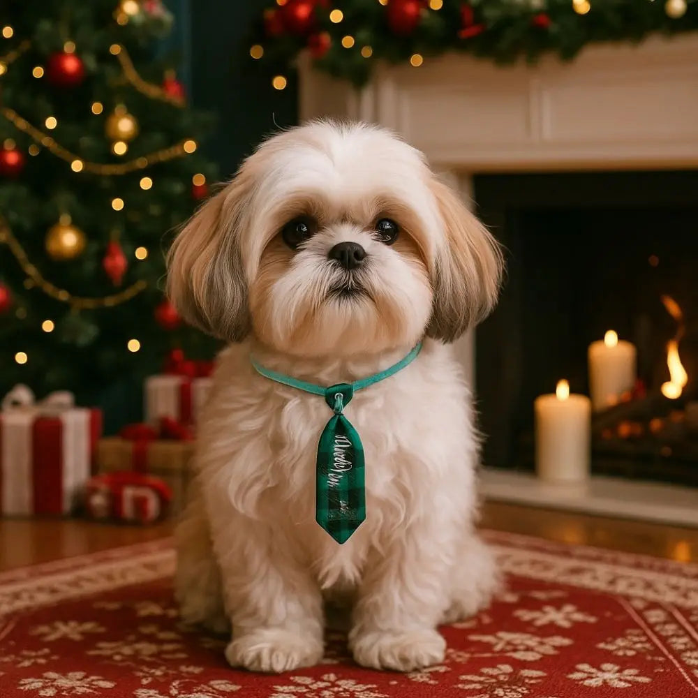 Nonecn Christmas Dog Bow Tie – Red & Green Adjustable Holiday Pet Accessory