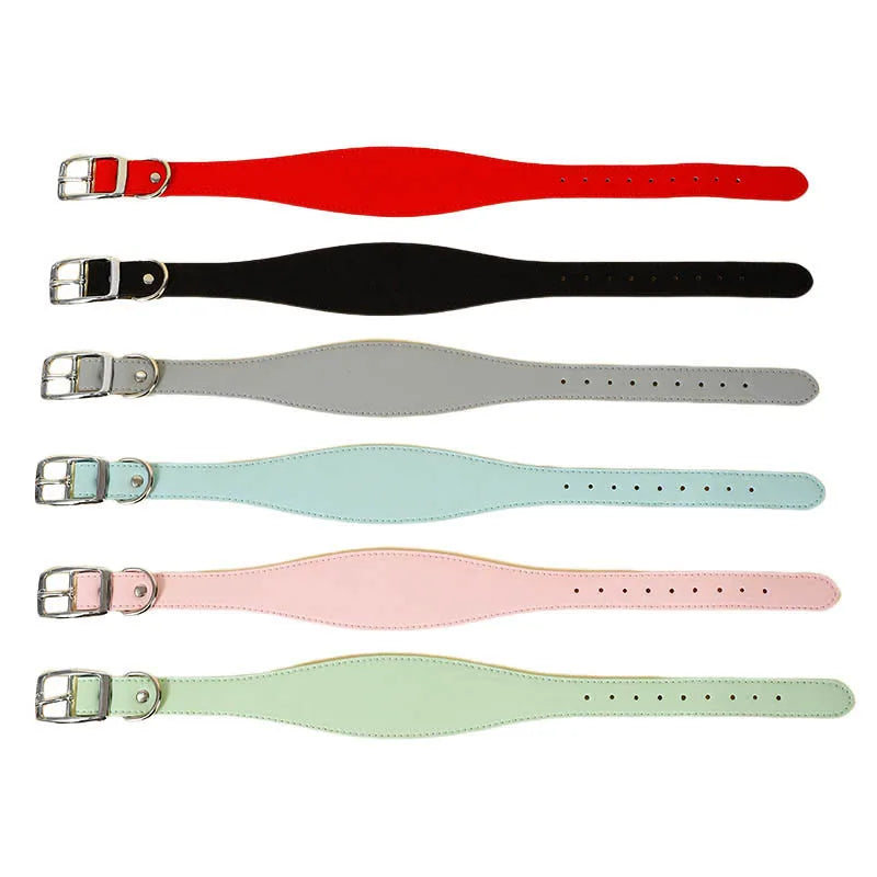 Wide Leather Dog Collar for Greyhounds – Durable Buckle Long-Neck Fit