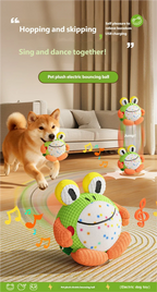 Electric Bouncing Dog Ball Toy – Interactive Squeaky Plush Chew Toy