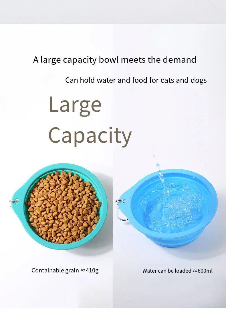 Collapsible Silicone Dog Travel Bowl – 350ml & 600ml Portable Feeder