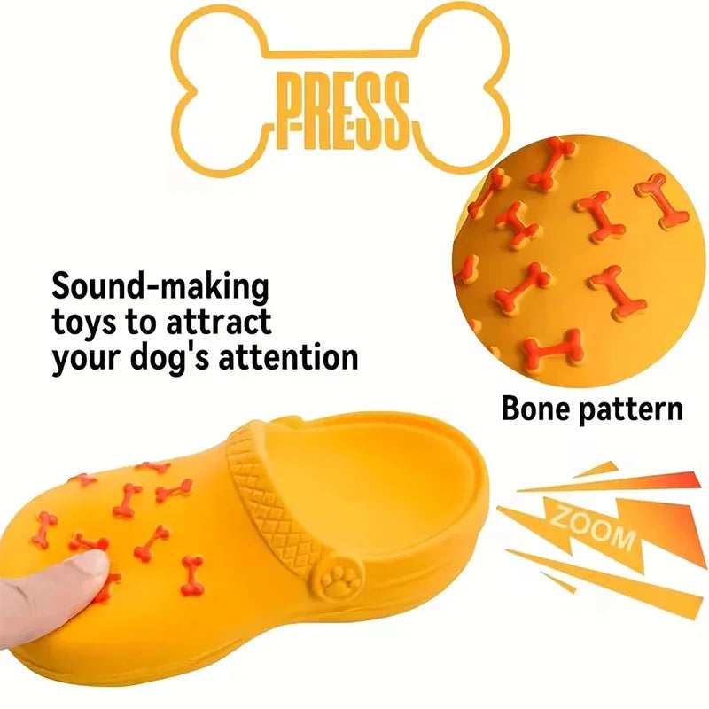Squeaky Latex Dog Slipper Toy – Durable Chew & Teeth Cleaning Toy