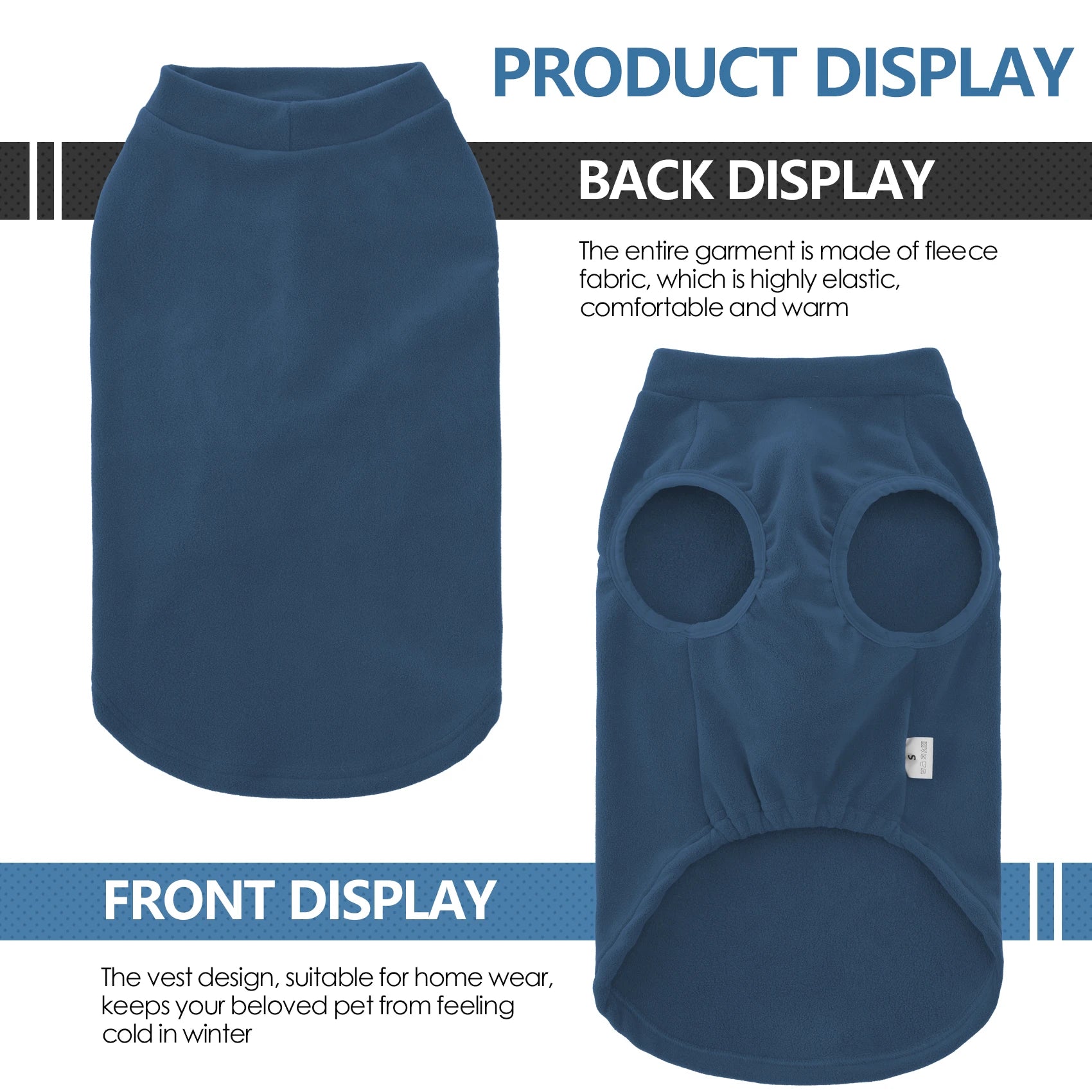 Fleece Dog Sweater – Stretchy Lightweight Pullover Coat